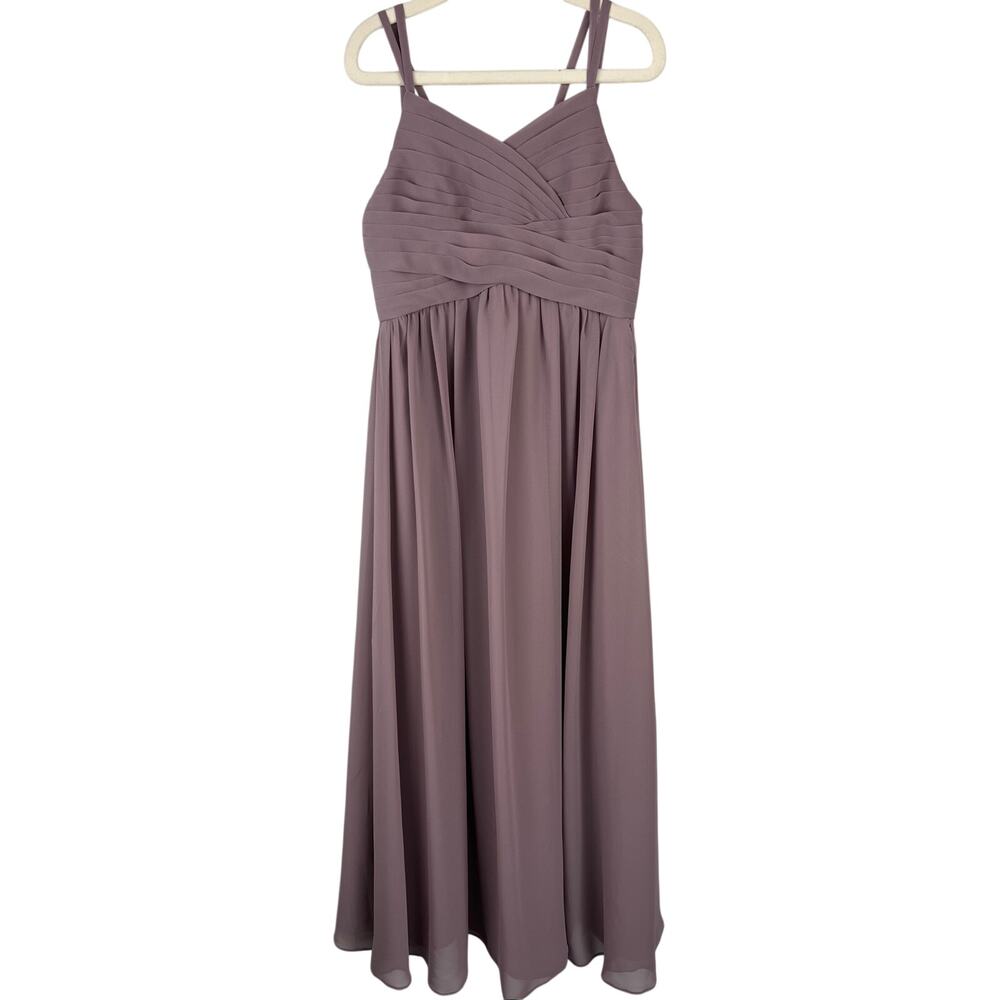 Girl's Azazie Long Chiffon Mauve Pleated Junior Bridesmaid's Dress J6 in Dusk